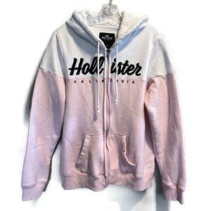 Hollister Pink Color-block Full Zip Up Hoodie Women’s Size Large